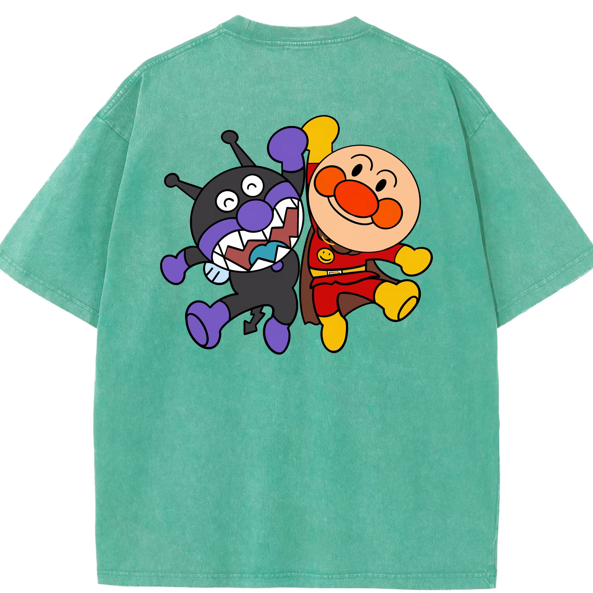 （画像用） アンパンマン Anpanman 綿100% ヴィンテージ風 半袖Tシャツ（背面プリント）